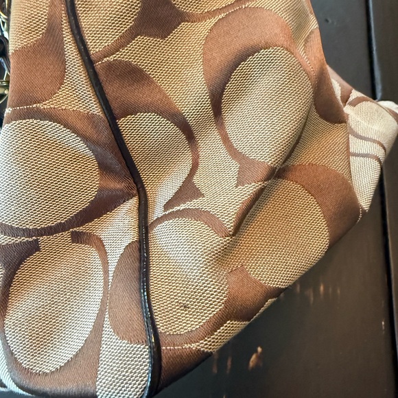 Coach Signature Stripe Brown Satchel - Picture 10 of 11